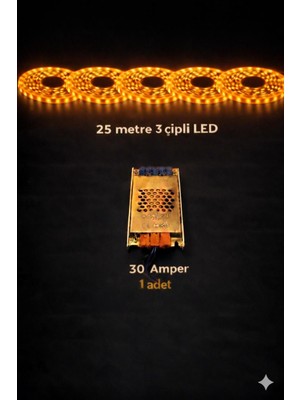 ZMR Lumıxa 3 Çipli 25 Metre Amber LED + 30 Amper Trafo