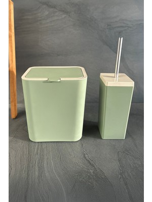 Feyza Design Yeşil Banyo Seti: Çöp Kovası ve Tuvalet Fırçası, Şık ve Pratik Tasarım