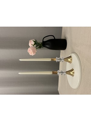 Luxay Home Gold Rengi Shiny Crystal 2'li Şamdan&Mumluk Seti
