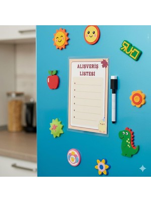 Tint and Treats Buzdolabı Alışveriş Listesi A5 – Laminasyonlu Yaz Sil – Magnetli – Yaz Sil Kalem Hediyeli
