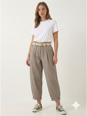 Della Moor Vizon Kadın Italyan Şalvar Kalıp Kemerli Pantolon