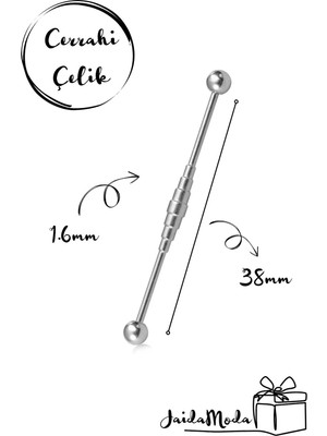 Jaida Moda 316L Cerrahi Çelik Gri Prizma Köprü Piercing