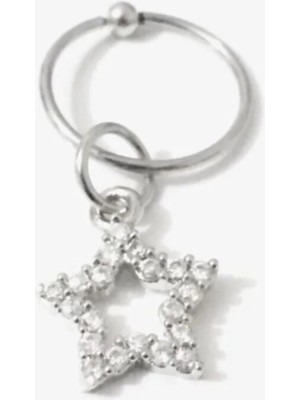 Jaida Moda 316L Cerrahi Çelik Zirkon Taşlı Yıldız Sallantılı 10MM Helix Piercing