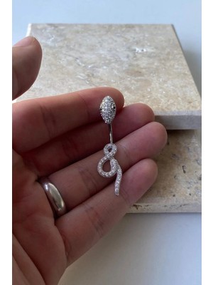 Jaida Moda Kadın Gümüş Renk Yılan Figürlü Çelik Göbek Piercing