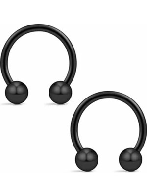 Jaida Moda 316L Cerrahi Çelik 2'li Set 6mm Top Uçlu Siyah Renk Septum Piercing