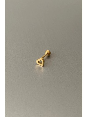 Jaida Moda Unisex Gold Çerçeve Kalp Figür Çelik Tragus Helix Kıkırdak Piercing