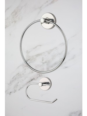 Feyza Design Krom Havluluk ve Peçetelik Seti, Banyo Için Şık Aksesuarlar