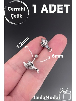 Jaida Moda Gümüş Gotik Karga Figürlü Tragus Helix Çelik Piercing