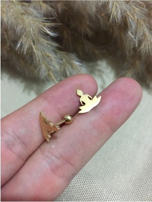 Jaida Moda 316L Cerrahi Çelik Gold Shiva Figürlü Tragus, Kıkırdak, Helix 6mm Piercing