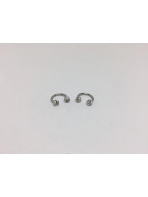 Jaida Moda 316L Cerrahi Çelik 6mm Shambala Taşlı Piercing 2'li Set (Tragus-Kulak-Kıkırdak)