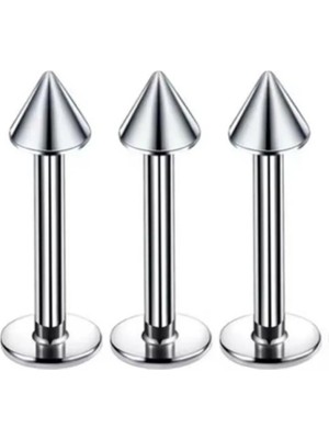 Jaida Moda Unisex 316L Paslanmaz Çelik 3'lü Set Sivri Uçlu Tragus Helix Labret Piercing