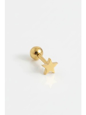 Jaida Moda Kadın Gold Yıldız Figürlü Cerrahi Çelik Tragus Helix Kıkırdak Piercing | 6 mm