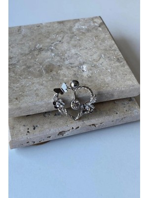 Jaida Moda Kadın Gümüş Zirkon Kelebek Figürlü Çelik Göbek Piercing