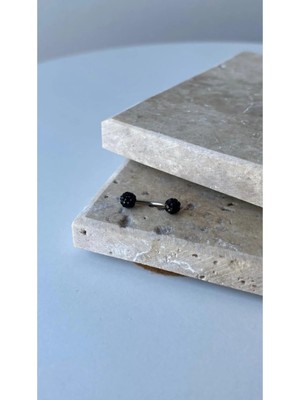 Jaida Moda Unisex Cerrahi Çelik Siyah Kristal Taşlı Rook ve Kaş Piercing
