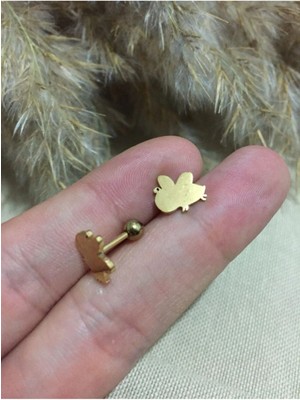 Jaida Moda 316L Cerrahi Çelik Gold Arı Figürlü Tragus, Kıkırdak, Helix 6mm Piercing
