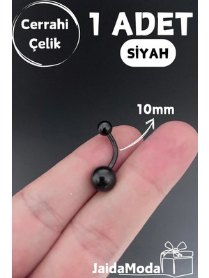 Jaida Moda Kadın Siyah Cerrahi Çelik Göbek P