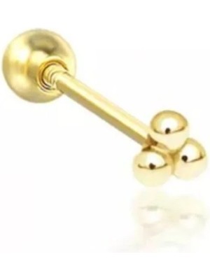 Jaida Moda 316L Cerrahi Çelik Gold Üç Toplu Piercing 6mm Tragus Kıkırdak Helix Şık Tasarım