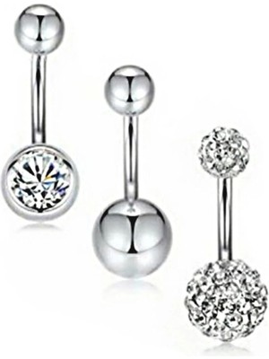 Jaida Moda Kadın 3 Adet Cerrahi Çelik Göbek Piercing