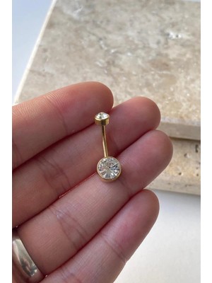 Jaida Moda Kadın Zirkon Taşlı Çelik Göbek Piercing