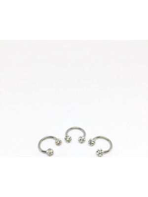 Jaida Moda 316L Cerrahi Çelik Gümüş Renk 3lü Set Septum Piercing