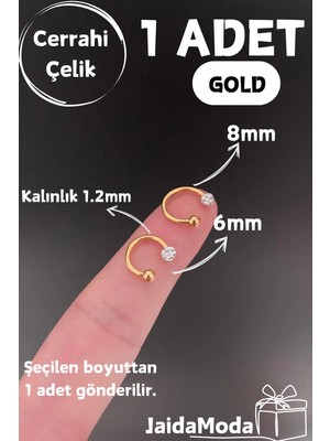 Jaida Moda Gold Top ve Shambala Taşlı Septum Helix Tragus Çelik Piercing