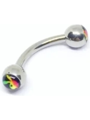 Jaida Moda 316L Cerrahi Çelik Gri Playboy Figürlü Tragus, Kıkırdak, Helix Piercing 6mm