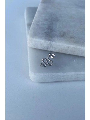 Jaida Moda Unisex Gümüş Yılan Figürlü Kıkırdak Helix Kulak Piercing