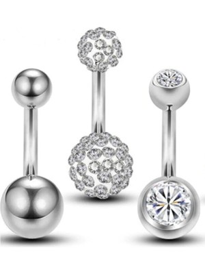 Jaida Moda Kadın Cerrahi Çelik Göbek Piercing 3 Adet