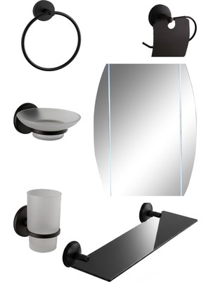 Tesitay Gonca 5 Li Ayna Seti Siyah Renk