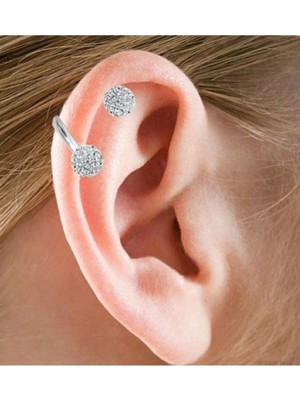 Jaida Moda 316L Cerrahi Çelik Burgu Model Kristal Taşlı Kıkırdak Piercing