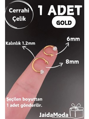Jaida Moda Gold Spike ve Shambala Taşlı Septum Helix Tragus Çelik Piercing