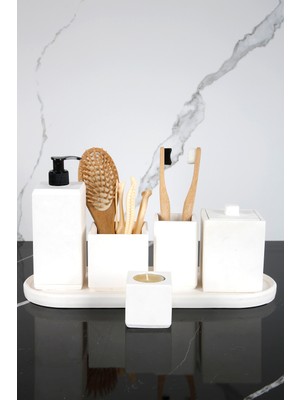 Feyza Design 7 Parça Mermer Desenli Banyo Seti, Şık ve Modern Tasarım