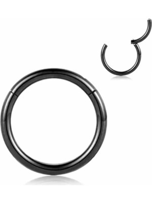 Jaida Moda Unisex Siyah 316L Cerrahi Çelik Menteşeli Halka Tragus-Helix Piercing