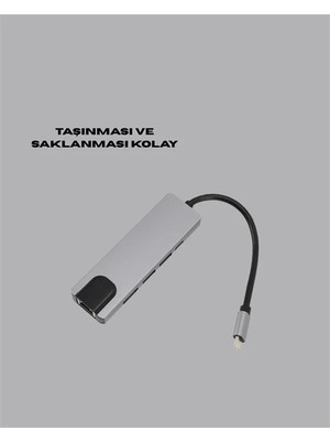 Type‑c Dönüştürücü – 2×usb3.0, Sd/ms, 4K HDMI & RJ45 ile Profesyonel Kullanım