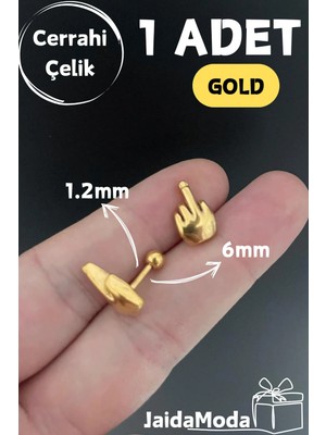 Jaida Moda Unisex Gold Renk Orta Parmak Figürlü Helix Piercing 6mm