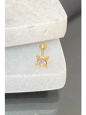 Jaida Moda Kadın 316L Cerrahi Çelik Tek Taşlı Tragus Helix piercing