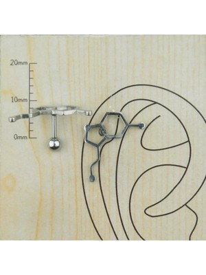 Jaida Moda 316L Çelik Gümüş Serotonin Figürlü Tragus, Kıkırdak, Helix 6mm Piercing
