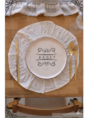 Embays Collection Adet - 40X40CM Daire Supla, Fırfırlı Amerikan Servisi, %100 Keten, Şık Tasarım Supla8