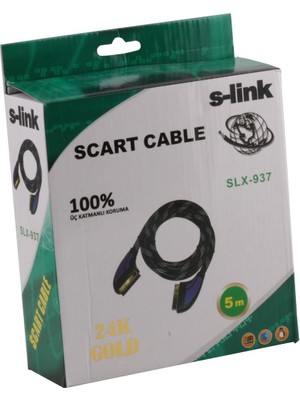 Novis Liora S-Link SLX-937 Scart To Scart 5mt Gold Kılıflı Kablo