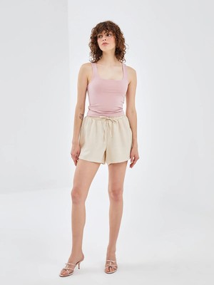 Lc Waikiki Yeni Sezon Kadın Beli Lastikli Düz Şort