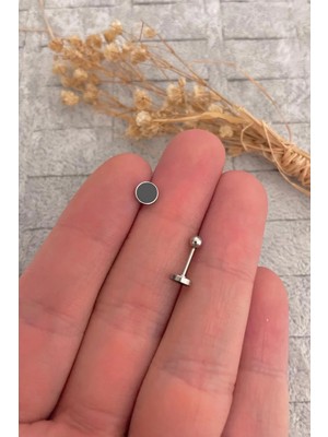 Jaida Moda Kadın Siyah Daire Figür Çelik Tragus Helix Kıkırdak Piercing