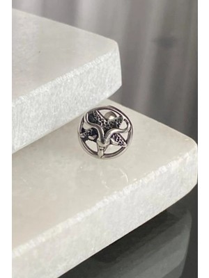 Jaida Moda Unisex Gri Çelik Gotik Yıldızlı Koç Model Helix Kıkırdak Piercing