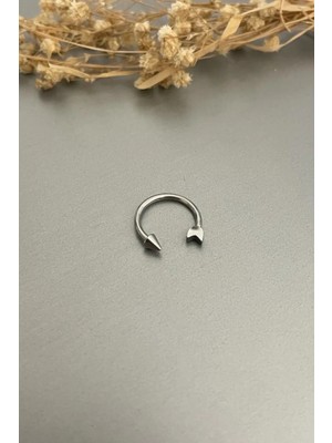 Jaida Moda Unisex 316L Cerrahi Çelik Gümüş Renk Ok Uçlu Septum Piercing