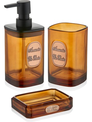 Feyza Design Şık 3 Parça Banyo Seti Amber 330 Ml, Ferahlatıcı ve Hafif Koku