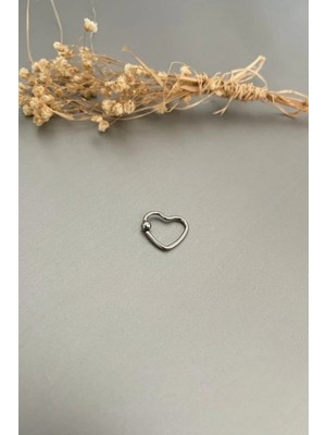 Jaida Moda Kadın Gümüş Renk Cerrahi Çelik Kalp Figürlü Piercing