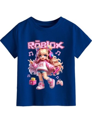 Punix Kids Punıx Kıds Roblox Baskılı %100 Pamuk Ter Tutmayan Yazlık Kız Çocuk T-Shırt