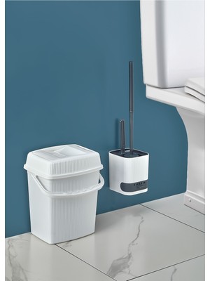 Feyza Design 2'li Banyo Seti, Pis Su Hazneli Tuvalet Fırçası ve Çöp Kovası