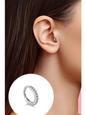 Jaida Moda Unisex Gri Zirkon Taşlı Tragus Helix Piercing