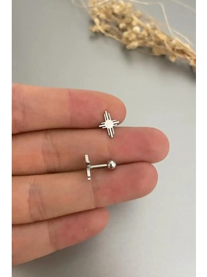 Jaida Moda Unisex Gümüş Kızılderili Güneşi Çelik Tragus Helix Piercing