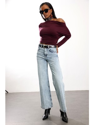 5in1Canpolat Buz Mavi Yüksek Bel Wide Leg Jean